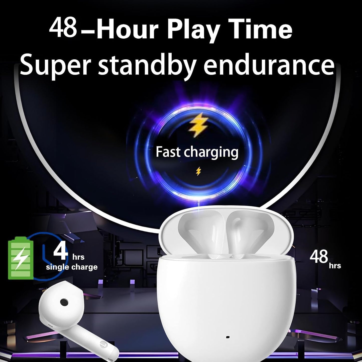 Wireless Earbuds,Bluetooth 5.3 in Ear Headphones with Noise Cancelling Mic, 48H Playtime HiFi Stereo Bluetooth Earphones, IPX8 Waterproof Touch Control True Wireless Headphones for iPhone/Android/IOS