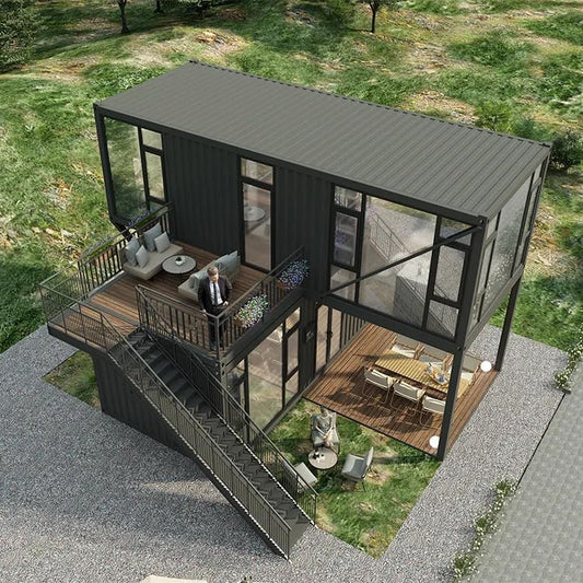 Double Story Prefab House, Expandable Container Tiny House, Luxury Prefab Two-Layer Home, with Bedroom & Bathroom & Kitchen 20 30 40 FT