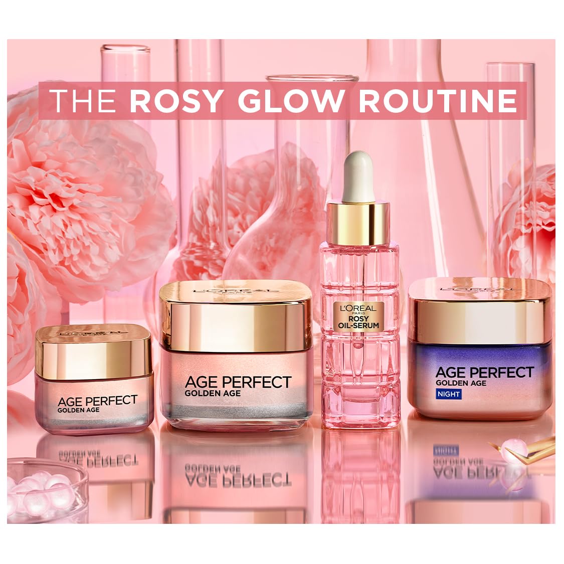L'Oreal Paris Age Perfect Golden Age Rosy Oil Face Serum, Infused with Peony Cells, Visibly Boosts Skin Radiance & Brightens Complexion for a Healthy Glow, 30ml