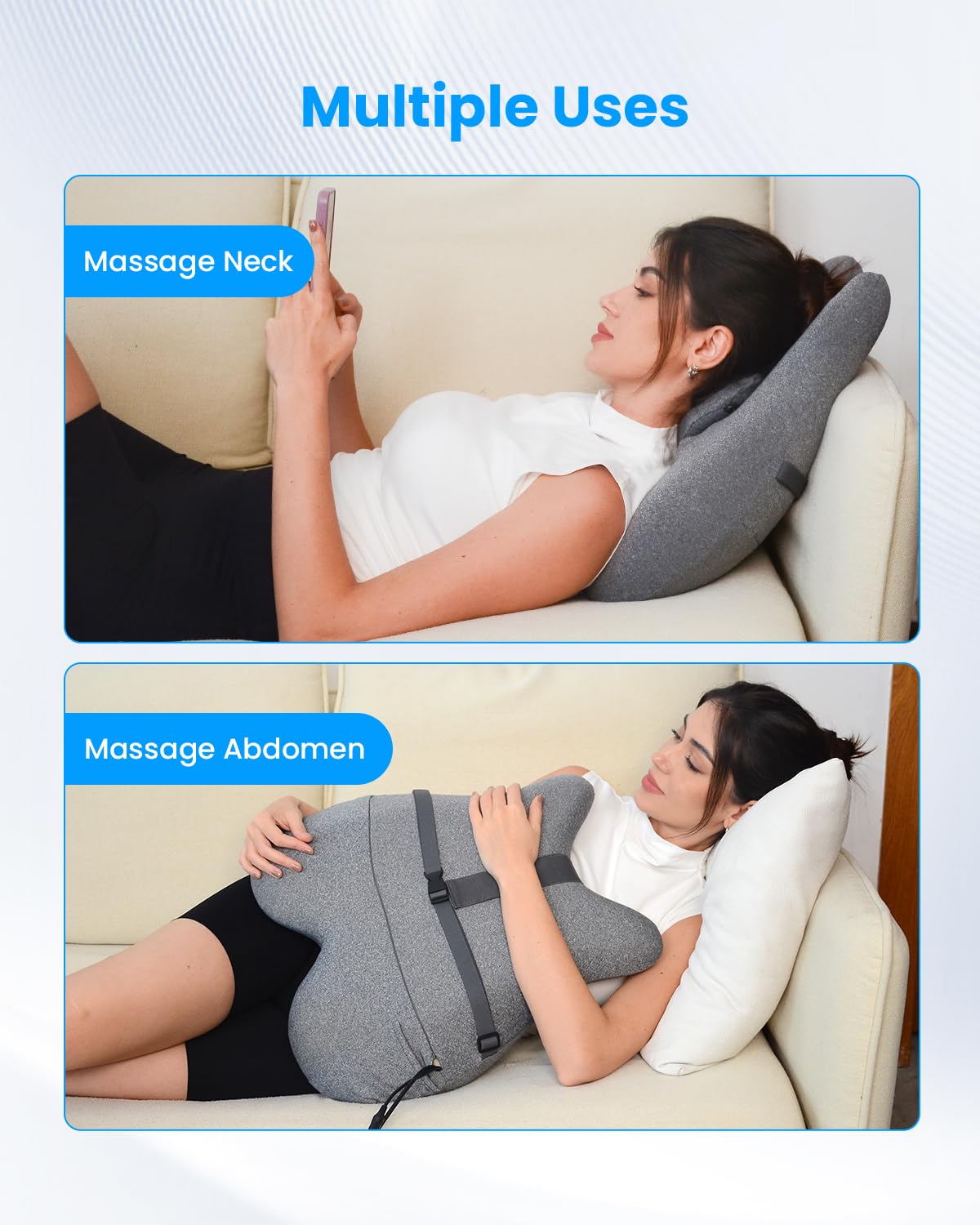 COMFIER Back Massager with Heat, Memory Foam Back Support Cushion with Shiatsu Massage, Ergonomic Lumbar Support with Graphene Heat, Neck Massager Gifts for Women, Mens Gifts