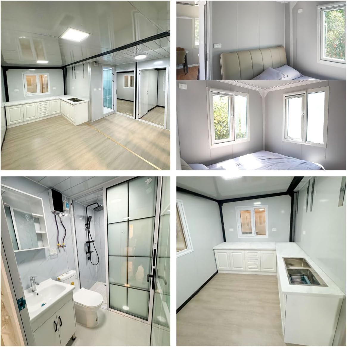 Container Tiny Home, Luxury Modern Prefab Insulated Home, Mobile Expandable Tiny House for Living with Customizable Design, Waterproof, Two & Three Room Options, Available in 20ft, 40ft Sizes