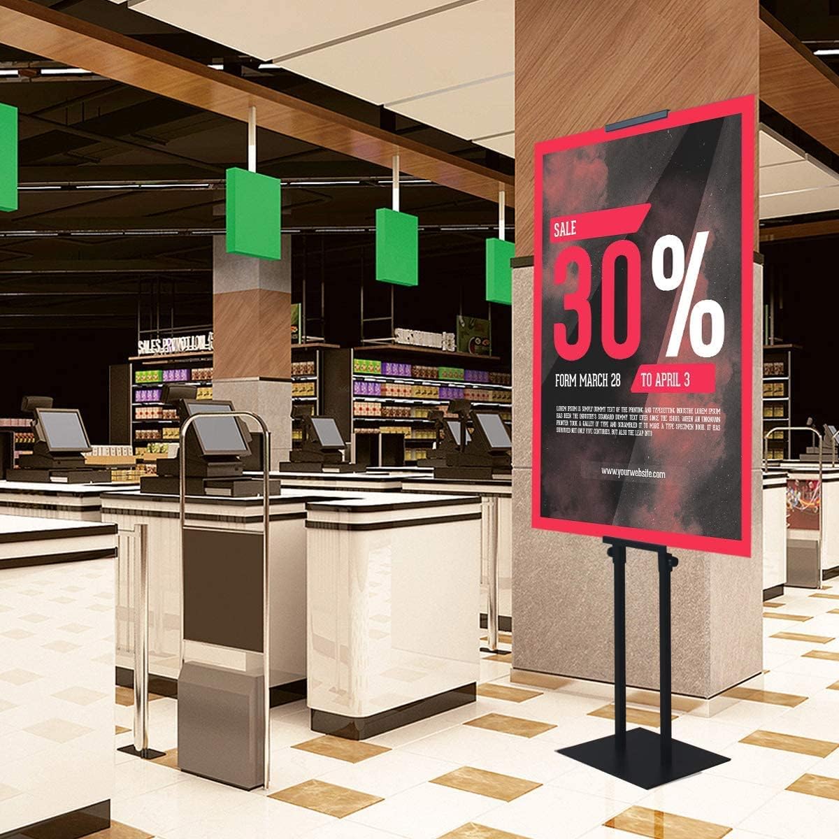 VAIIGO Double-Sided KT Board Sign Stand Adjustable Poster Stand Heavy Duty Floor Advertising Sign Holder Height Up to 75inches for Board & Foam,Black
