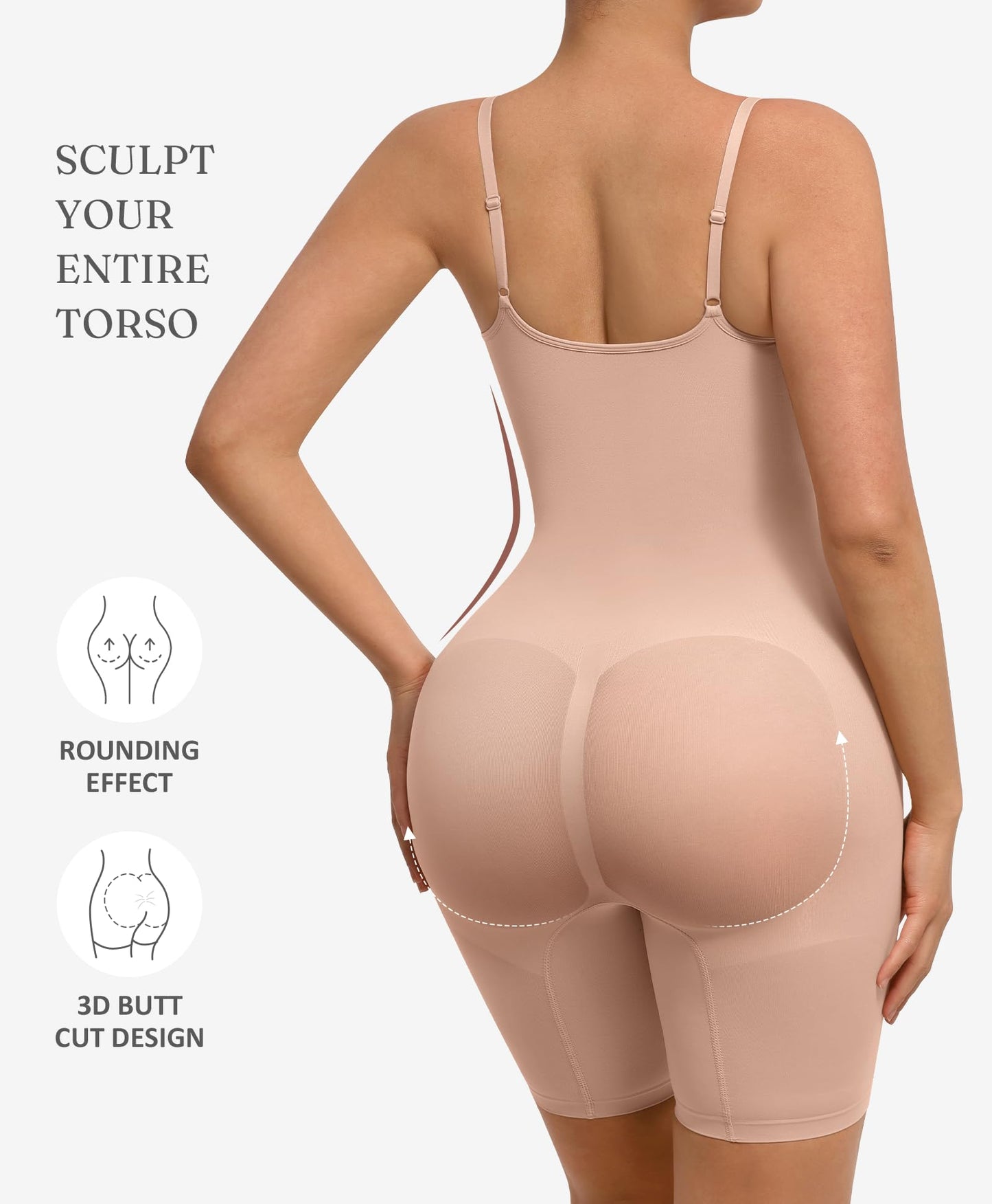 FeelinGirl Comfortable Full Bodysuit for Women Butt Lifter Seamless Shapewear for Women Tummy Control Thigh Slimmer