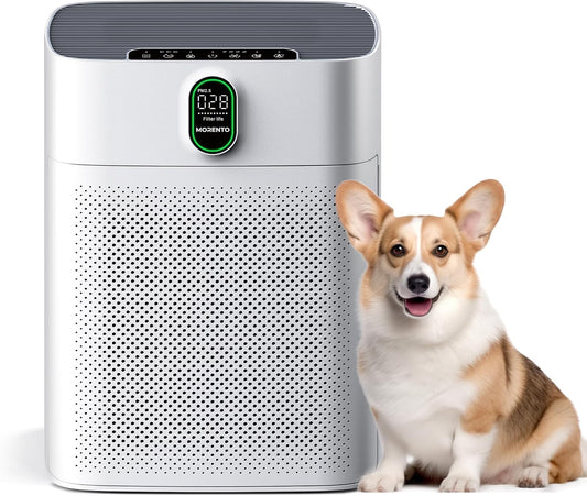 MORENTO Air Purifiers for Bedroom Home Large Room up to 1076 Sq Ft with PM 2.5 Air Quality Sensor, Remove the Pet Hair, Dust, Smoke, Air Cleaner Sleep mode 24db, White, 1 Pack