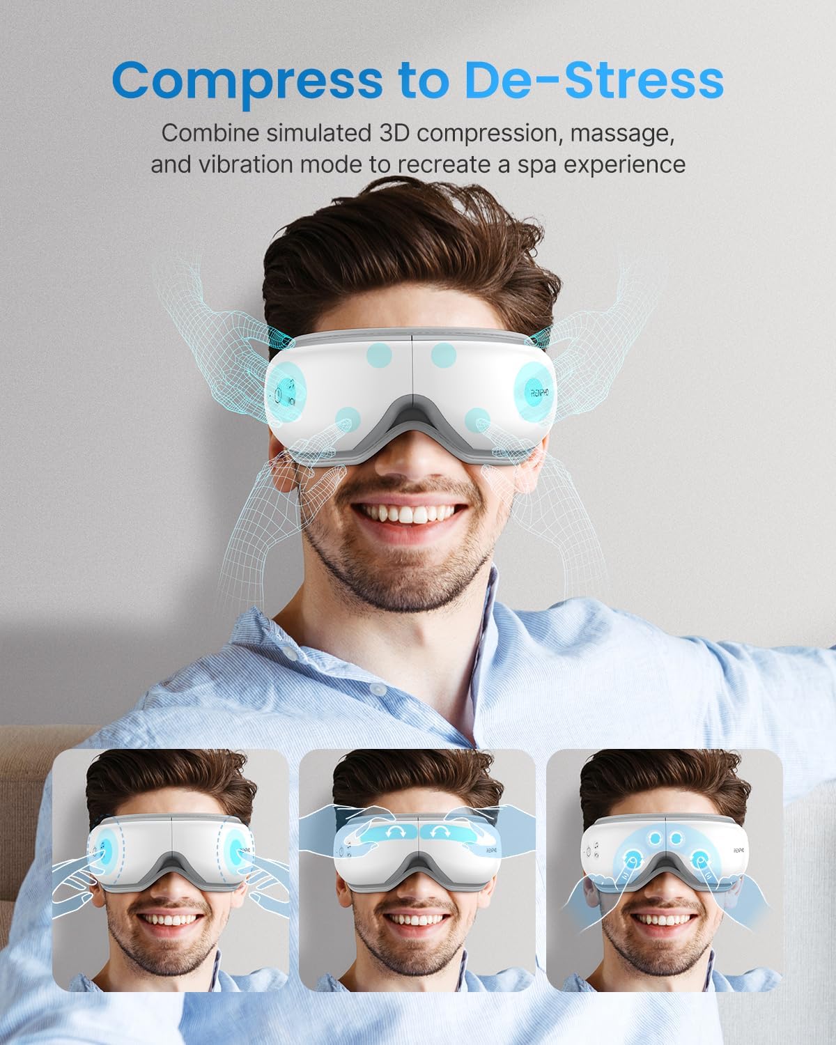 RENPHO Eyeris 1 Eye Massager with Heat & Bluetooth Music, Heated Eye Mask for Sleeping, Relieve Strain Dry Eyes, Face Massager, Birthday Gifts for Women Men