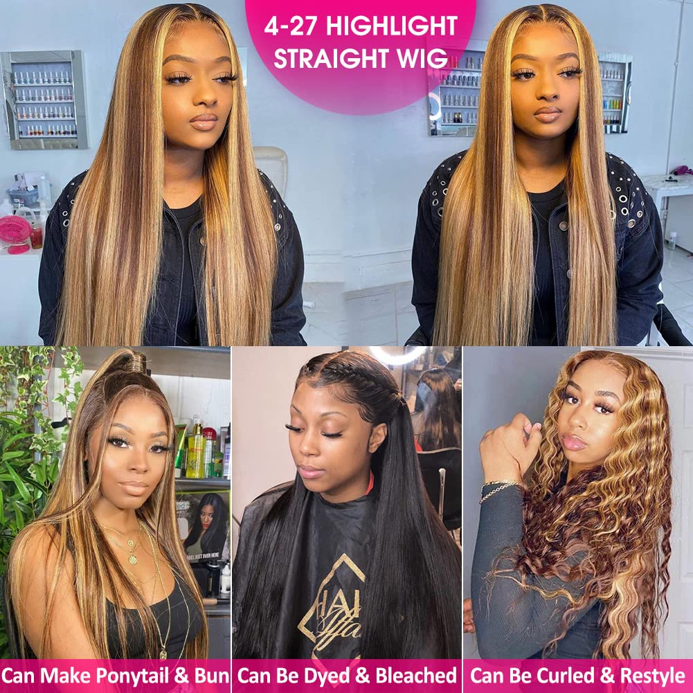 Subella HD Lace Front Wigs Human Hair Pre Plucked Straight 220% Density 13x5 HD Lace Frontal Wig With Baby Hair 12A Transparent Human Lace Wigs For Black Women (26inch)