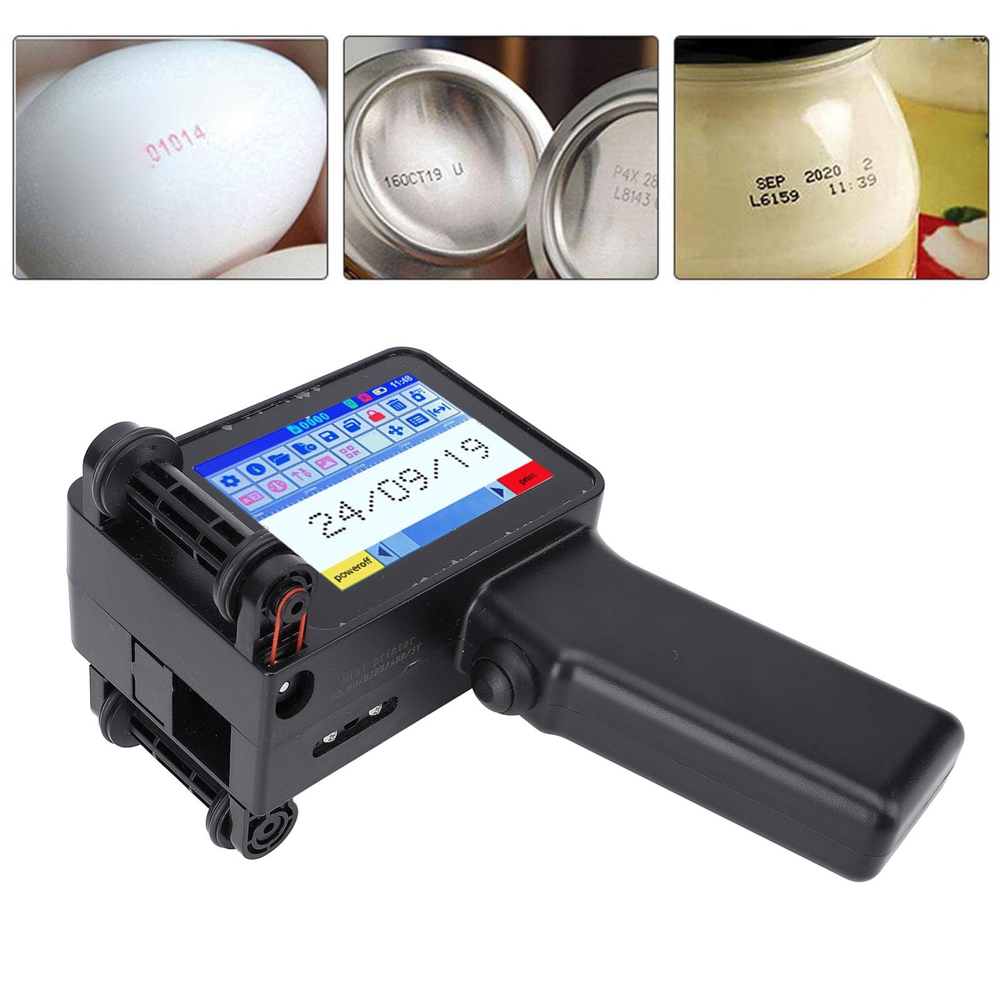 Hyuduo Inkjet Printer Gun N6, HD LED 4.3in Touch Screen, Portable, QR Code Barcode, Black Ink, 600 DPI, USB, Simplex, A5 Max, Versatile Printing