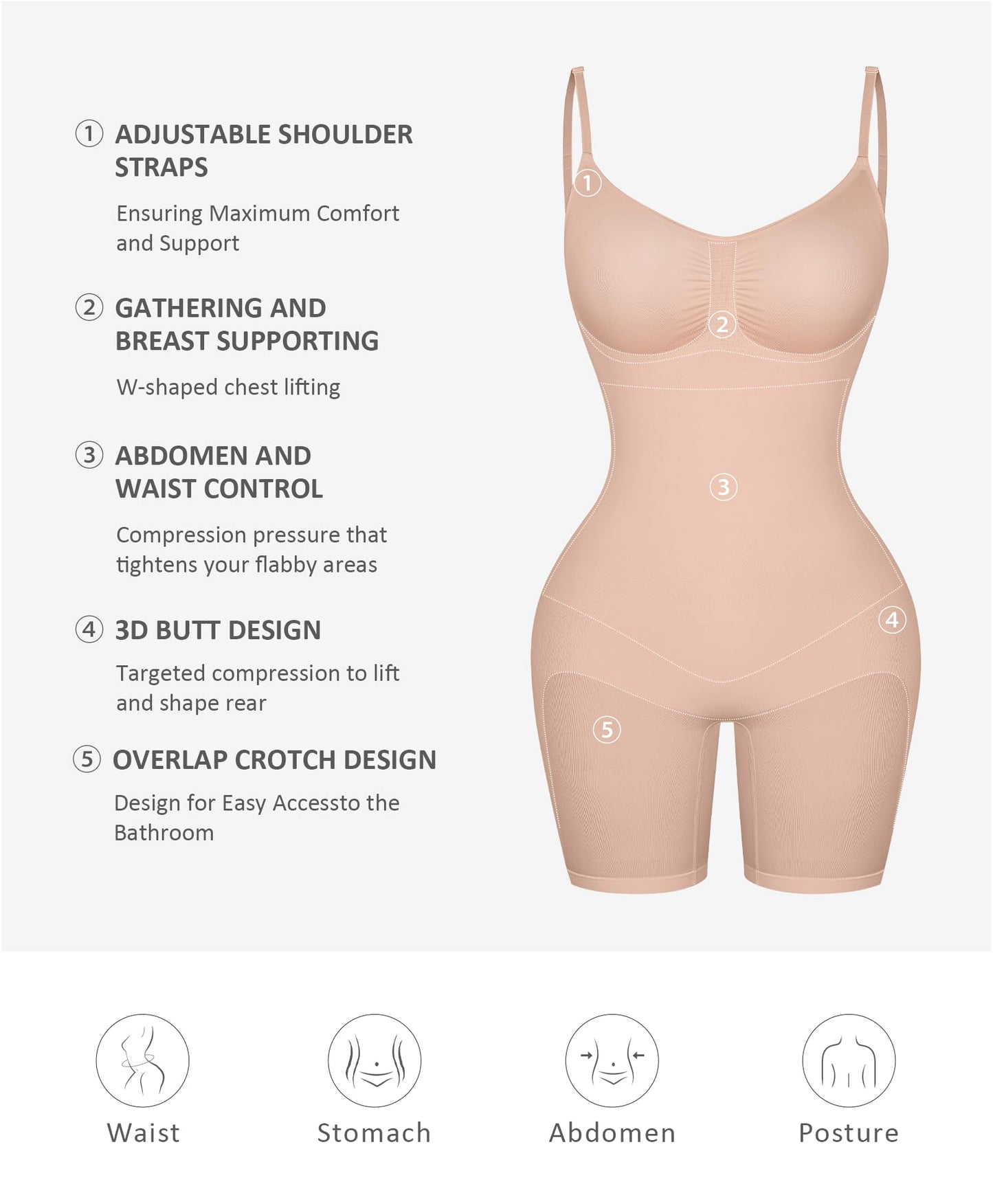 FeelinGirl Comfortable Full Bodysuit for Women Butt Lifter Seamless Shapewear for Women Tummy Control Thigh Slimmer