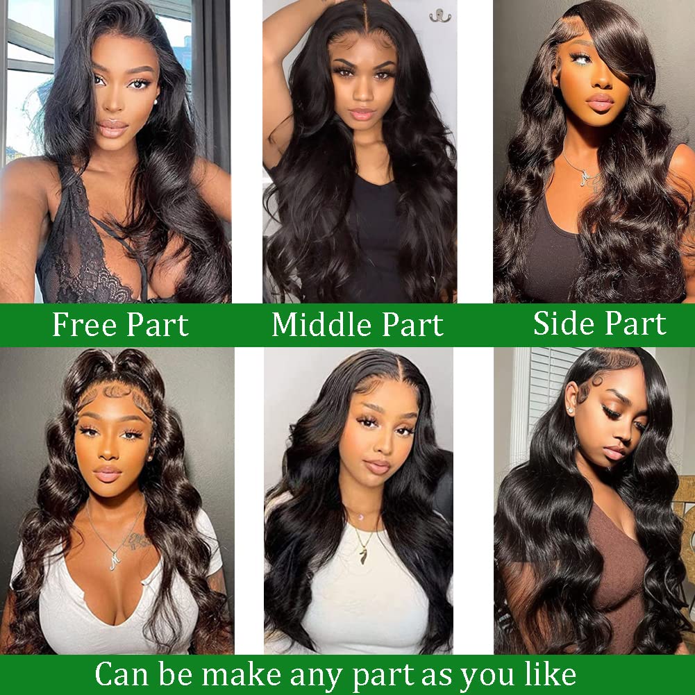 Douyin Bob Wig Human Hair 13x4 Frontal Lace Wig 14 Inch Body Wave 180% Density HD Lace Front Wigs Human Hair Pre Plucked Bob Wigs for Women Human Hair Wigs (14 inch, Natural Black)