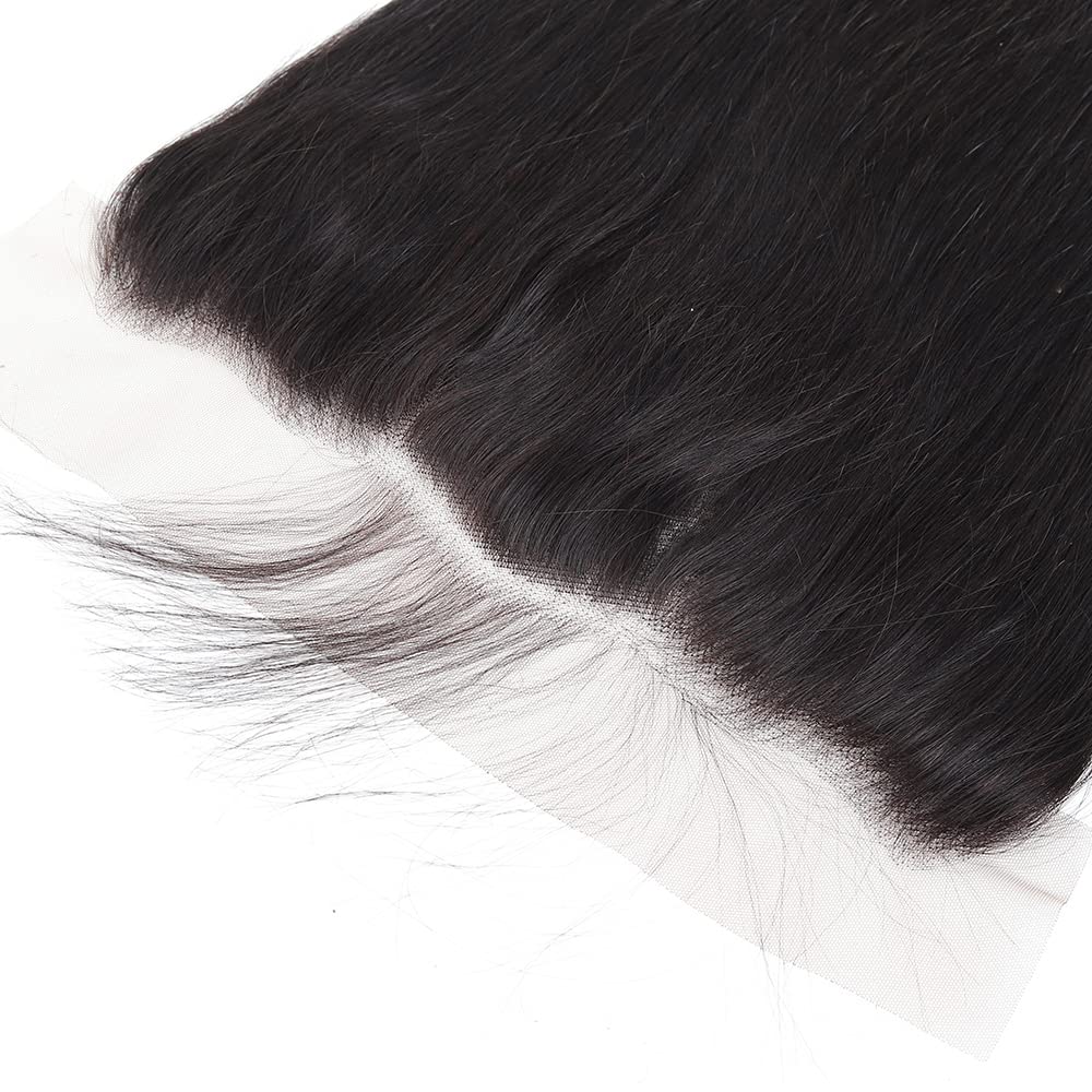 kinky Straight Frontal Closure 13x4 Ear To Ear HD Lace Frontal Closure 16 Inch 12A Brazilian kinky Straight Frontal Human Hair Transparent Frontal Closure 150% Density Natural Hairline Pre Plucked