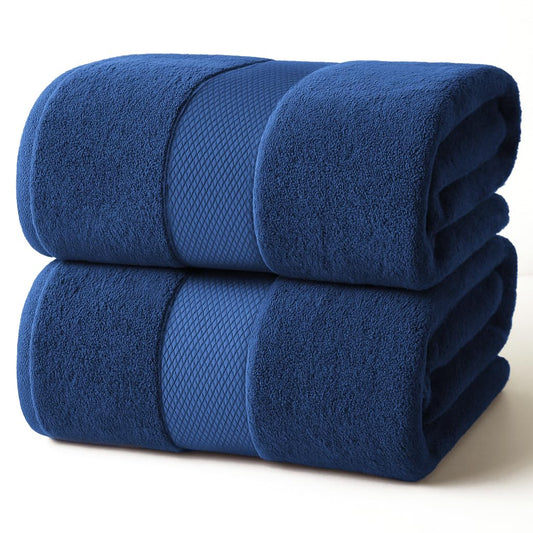Infinitee Xclusives Premium Bath Sheets Set of 2 Extra Large Bath Towels (90x180cm), 100% Cotton Super Absorbent, Quick-Dry Bath Sheet for Hotel & Spa |Tranquil Navy|