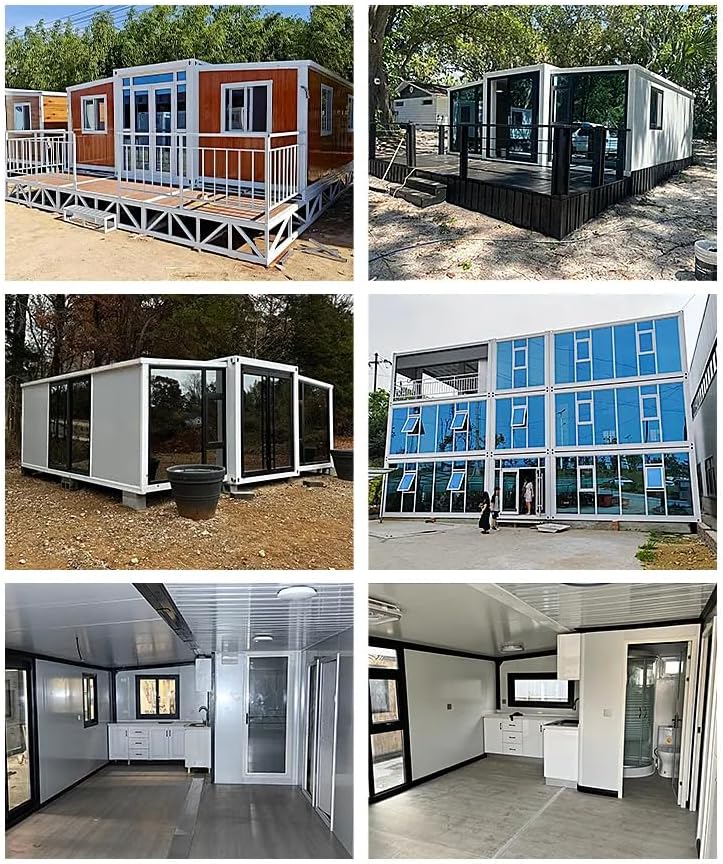 Double-Storey barn Homes, Folding Prefab Tiny House, Expandable Tiny Home for Adults, Portable prefab House with bedrooms, Bathroom, Kitchen | Modular Container Tiny Steel Home Brown Color