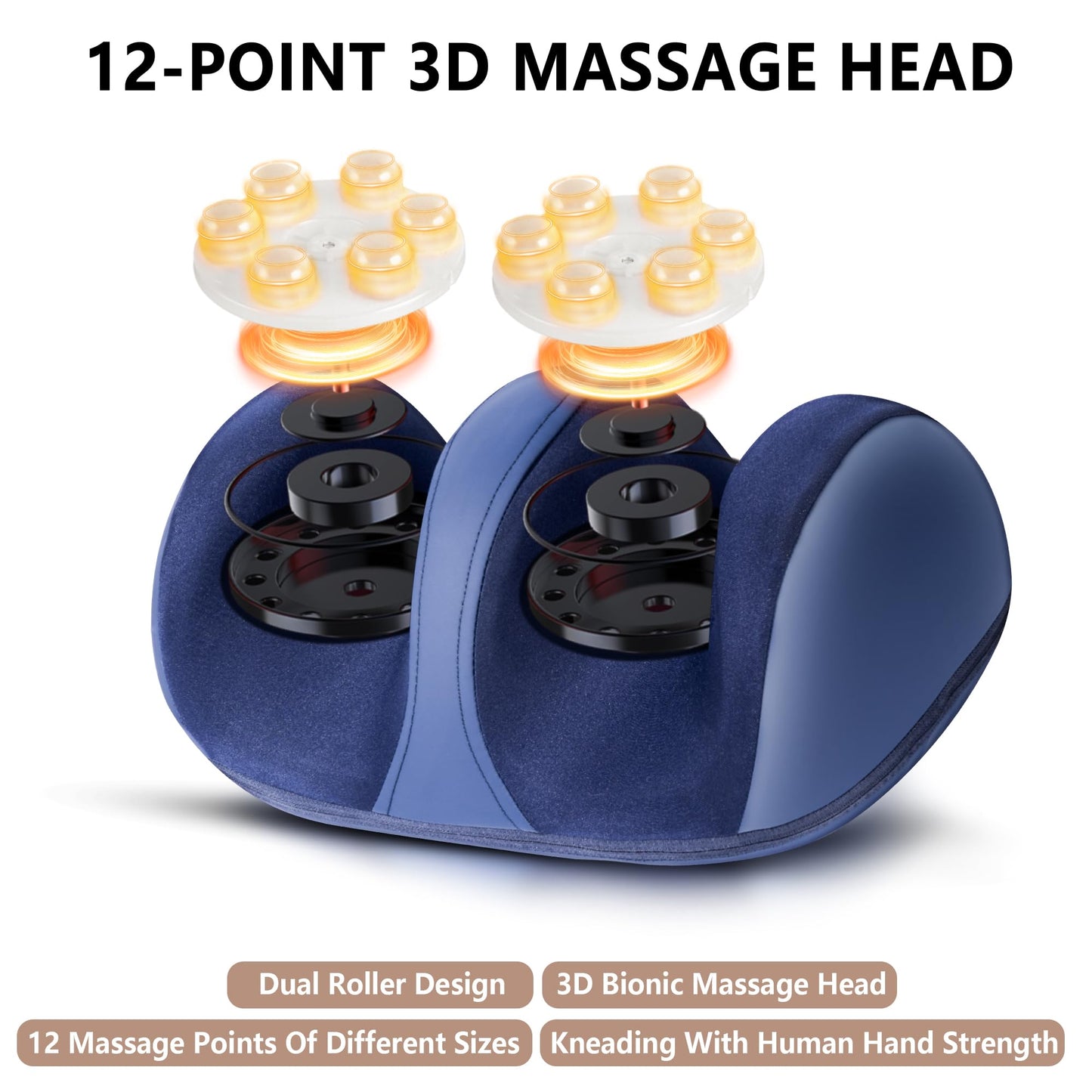 ZQQO Electric Heated Foot Massager Machine - Calf Foot and Leg Massager for Plantar Fasciitis as Gifts for Men & Women, Rolling Foot Massagers for Pain and Circulation with 12-Point 3D Massage Head