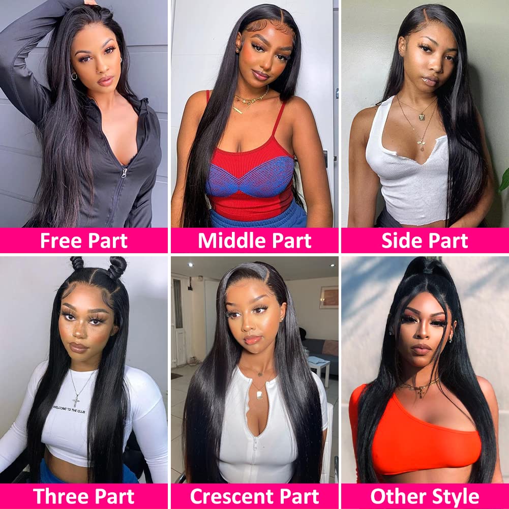 Subella HD Lace Front Wigs Human Hair Pre Plucked Straight 220% Density 13x5 HD Lace Frontal Wig With Baby Hair 12A Transparent Human Lace Wigs For Black Women (26inch)