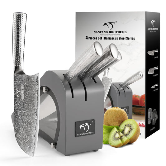 NANFANG BROTHERS Damascus Kitchen Knife Set (Grey-4Pcs)