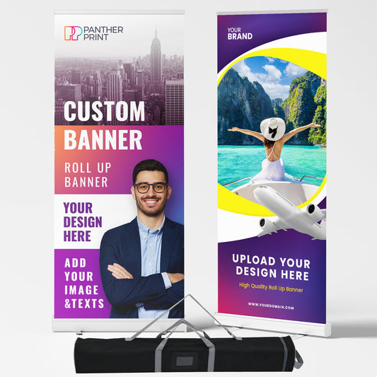 Personalised Custom Roller Banner – Business Pull Up Display with Printed Graphic – Portable Exhibition & Trade Show Banner for Events, Business, Marketing – Carry Bag & Stand Included 80cm x 200cm