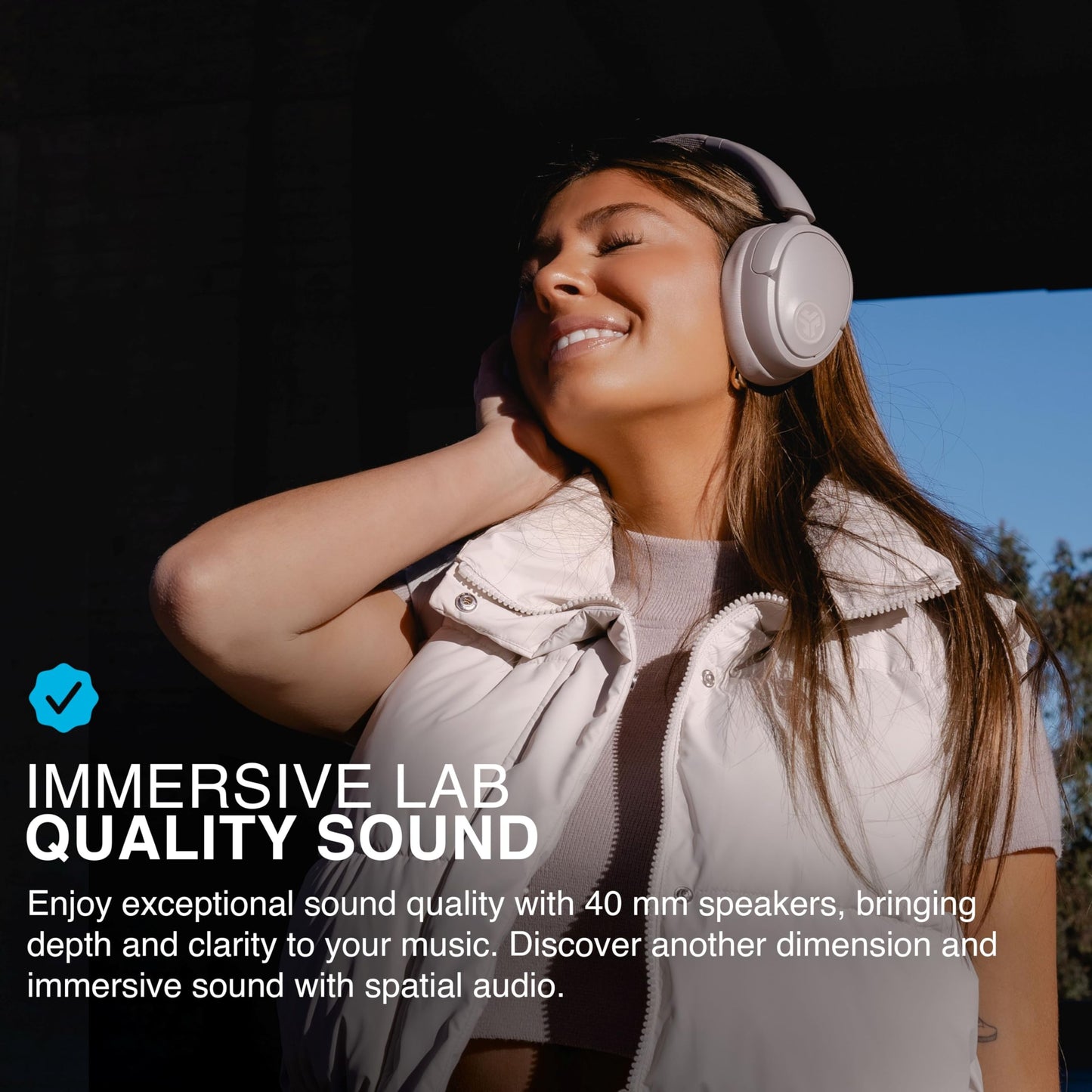 JLab JBuds LUX ANC Smart Active Noise Cancelling Headphones - Wireless Over Ear Headphones with Microphone, 70+ H Playtime Foldable Bluetooth Earphones with Multipoint & Customisable Sound, Mauve