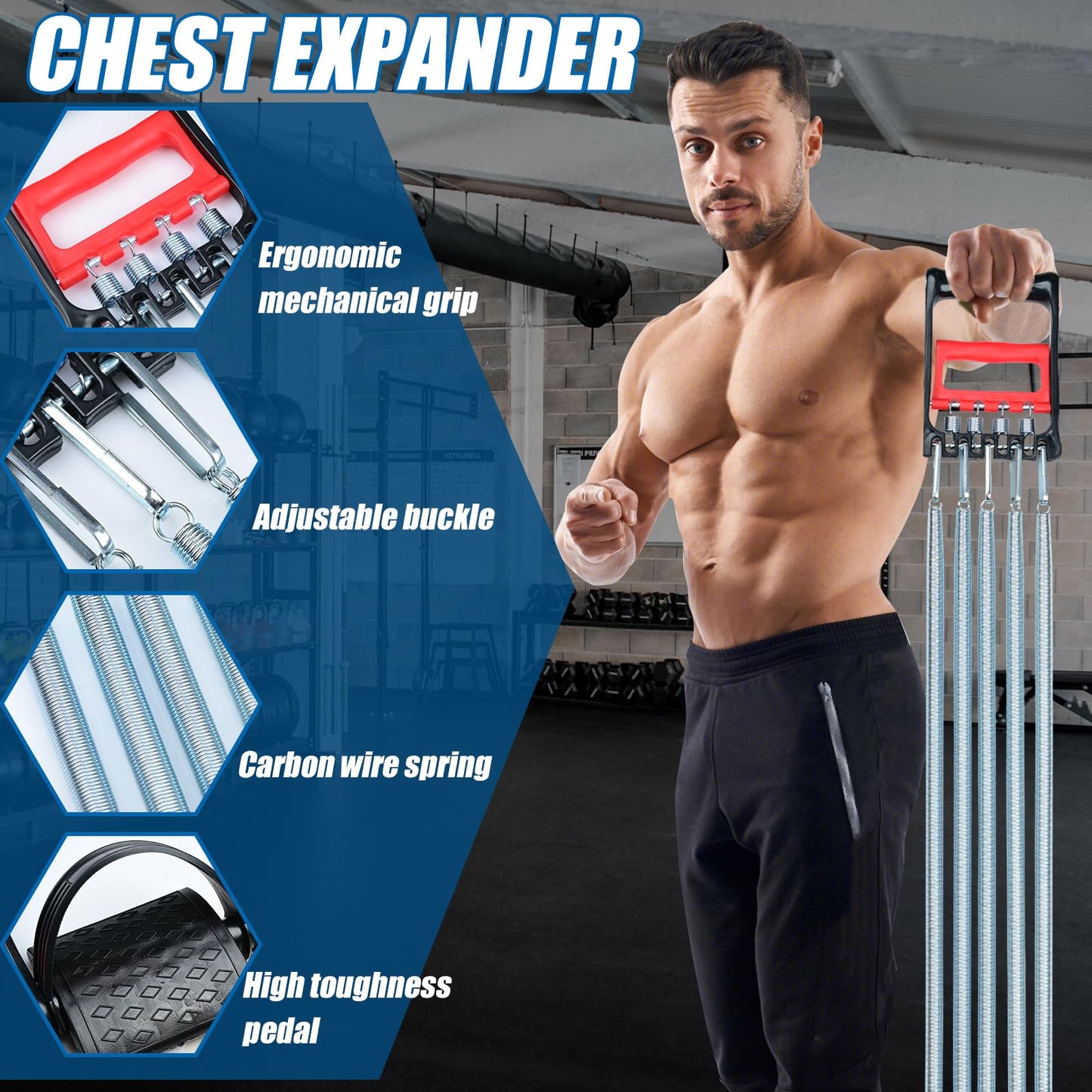 Tummy Trimmer Hand Gripper Chest Expander COVVY 3 in 1 Pull-up Bars Spring Exerciser Elastic Sit Up Pull Rope Home Fitness Equipment