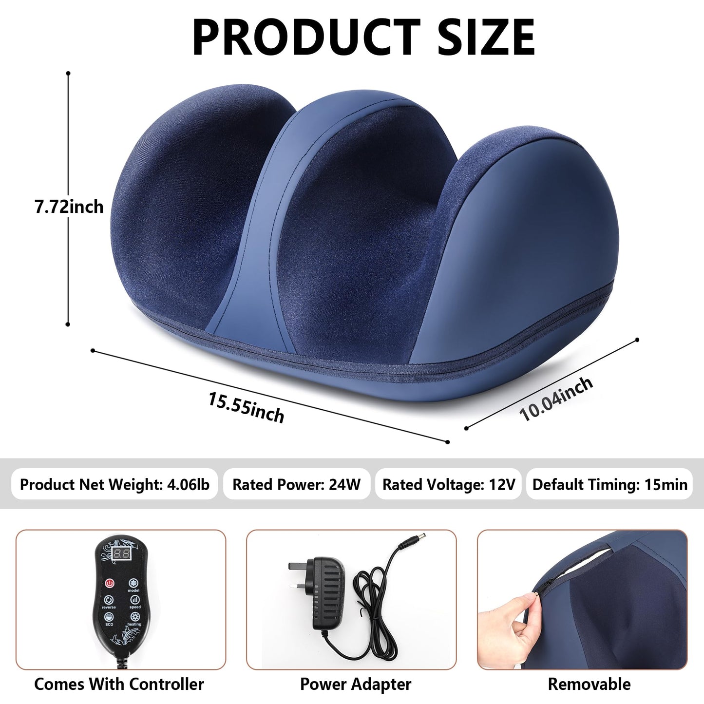ZQQO Electric Heated Foot Massager Machine - Calf Foot and Leg Massager for Plantar Fasciitis as Gifts for Men & Women, Rolling Foot Massagers for Pain and Circulation with 12-Point 3D Massage Head
