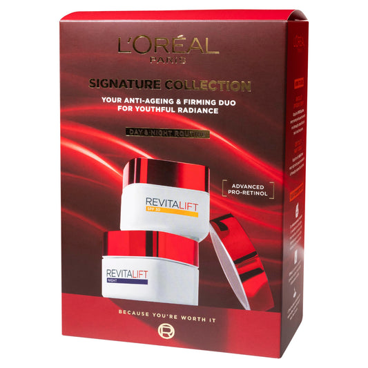 L'Oréal Paris Signature Collection Gift Set - Revitalift Day and Night Creams with Advanced Pro-Retinol and Fibrelastyl