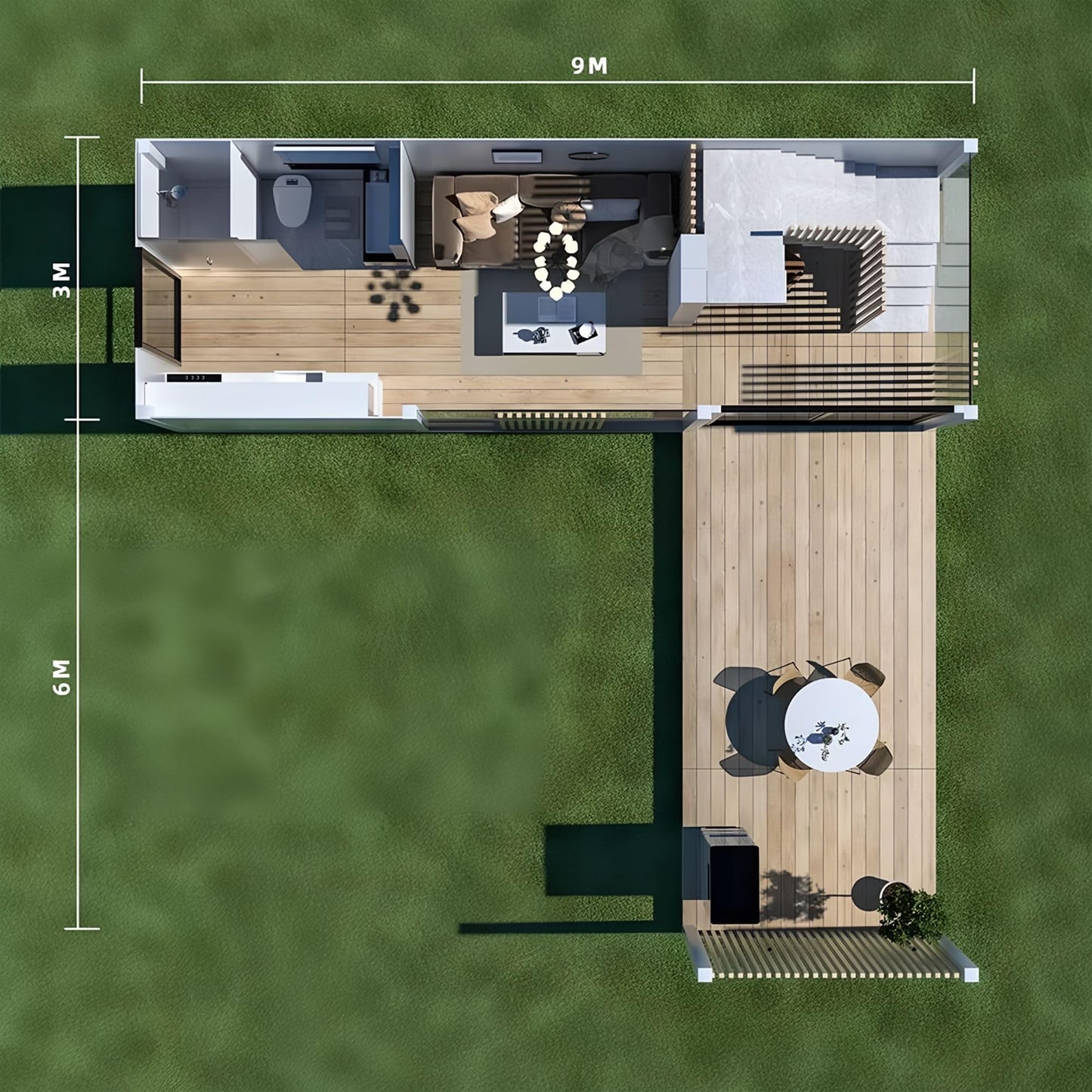 2 Story Prefab Tiny Home for Sale, Container Modular House Fully Equipped with 1 Bathroom 1 Kitchen 2 Bedroom (2 Story)