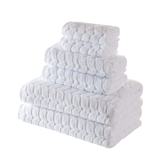 BAGNO MILANO Turkish Bath Towels, Soft Plush Jacquard Luxury Bath Towels, Quick Dry Towel Set (White, 6 pcs Towel Set)