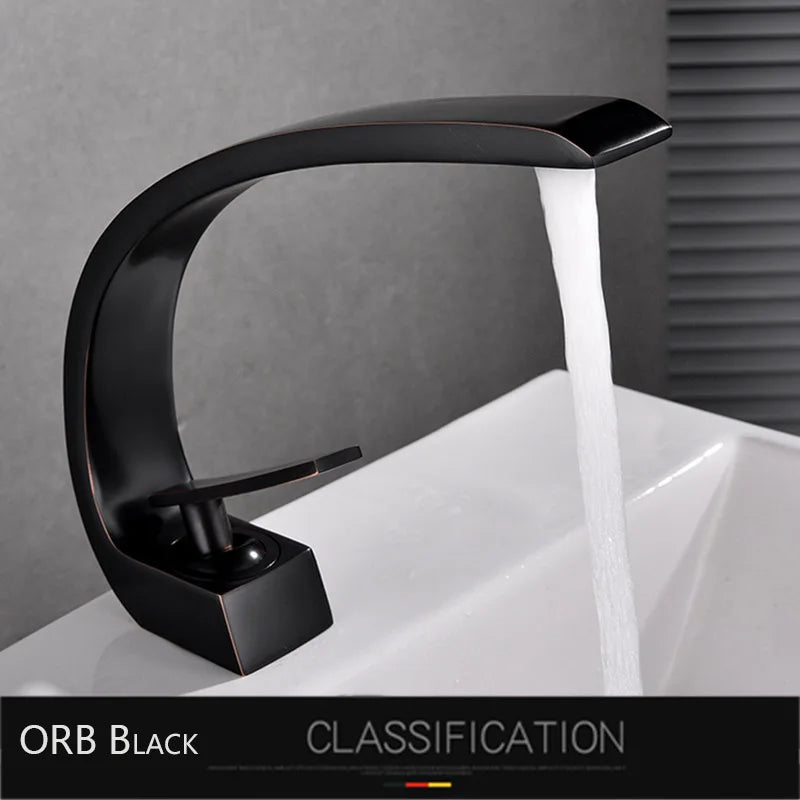 Rozin Black Bathroom Basin Faucet Deck Mounted Single Level Chrome Washing Basin Hot Cold Water Mixer Tap Faucets Luxury Style