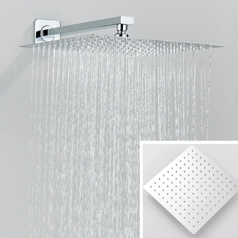 Quyanre Wall Mount Bathroom Rain Waterfall Shower Faucets Set Concealed Chrome Shower System Bathtub Shower Mixer Faucet Tap