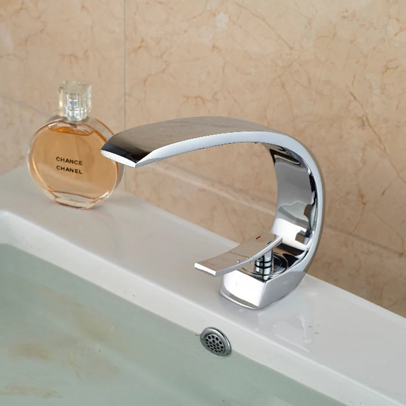 Rozin Black Bathroom Basin Faucet Deck Mounted Single Level Chrome Washing Basin Hot Cold Water Mixer Tap Faucets Luxury Style