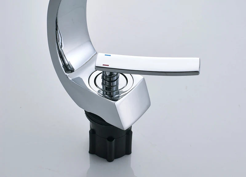 Rozin Black Bathroom Basin Faucet Deck Mounted Single Level Chrome Washing Basin Hot Cold Water Mixer Tap Faucets Luxury Style