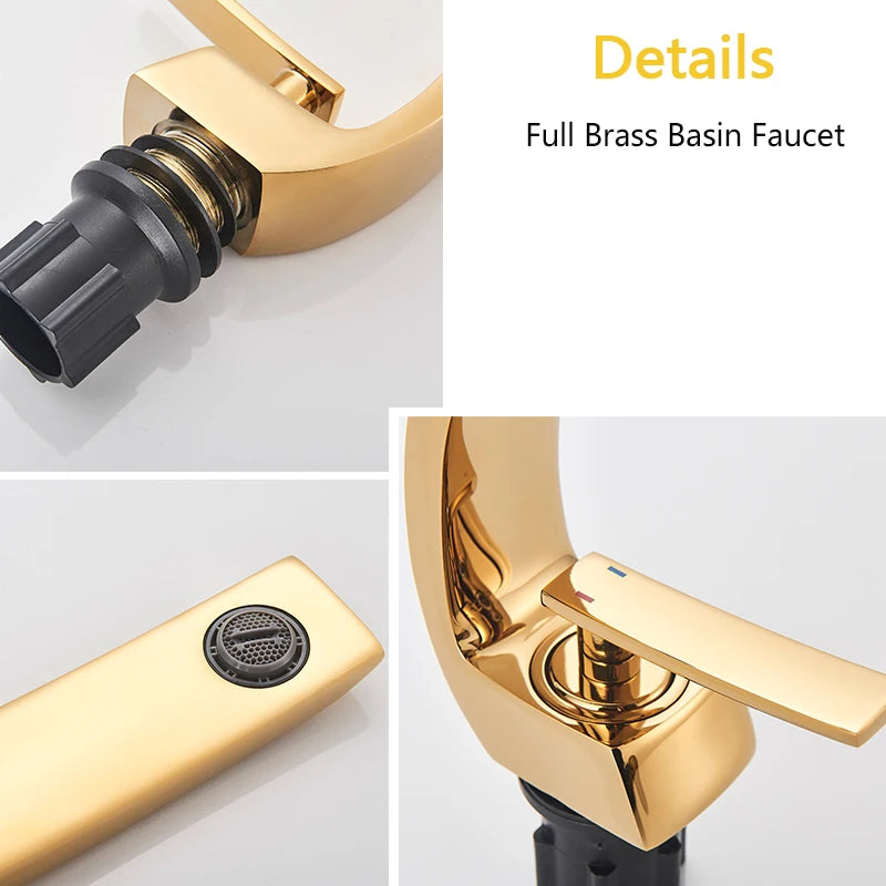 Rozin Black Bathroom Basin Faucet Deck Mounted Single Level Chrome Washing Basin Hot Cold Water Mixer Tap Faucets Luxury Style