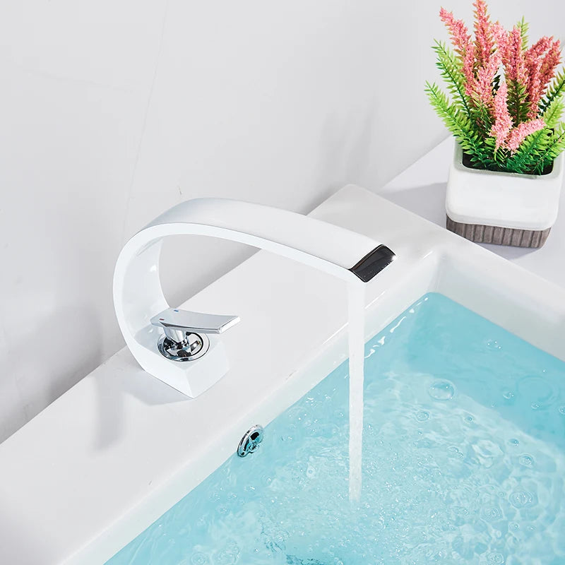 Rozin Black Bathroom Basin Faucet Deck Mounted Single Level Chrome Washing Basin Hot Cold Water Mixer Tap Faucets Luxury Style