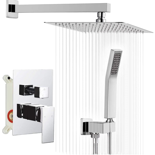 Quyanre Wall Mount Bathroom Rain Waterfall Shower Faucets Set Concealed Chrome Shower System Bathtub Shower Mixer Faucet Tap